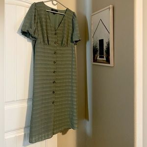 Women’s Sage Green Midi Dress - 1x/xxl